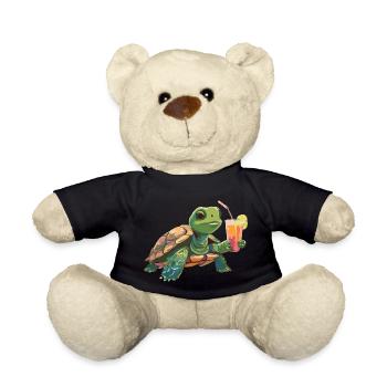 Turtle with drink in hand - Teddy Bear - black - Front