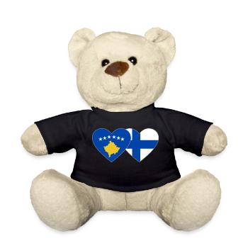 Kosovo Finnland Flagge Herz - Teddy - Schwarz - Vorne