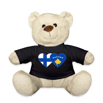 Finlande Kosovo Drapeau Coeur - Nounours - noir - Devant