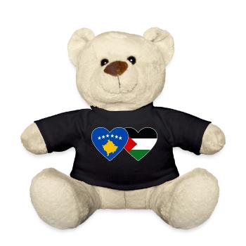 Kosovo Palestine drapeau coeur - Nounours - noir - Devant