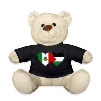 Mexico Palestine Flag Heart - Teddy Bear - black - Front
