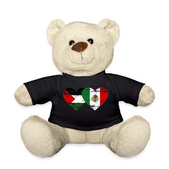 Palestine Mexique drapeau coeur - Nounours - noir - Devant