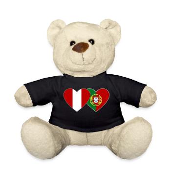 Peru Portugal Flagge Herz - Teddy - Schwarz - Vorne