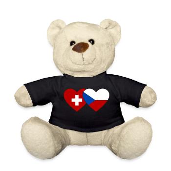 Suisse République Tchèque Drapeau Coeur - Nounours - noir - Devant