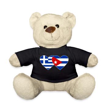 Griechenland Kuba Flagge Herz - Teddy - Schwarz - Vorne
