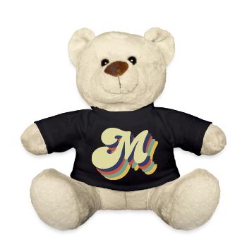 Retro M Letter - Teddy Bear - black - Front