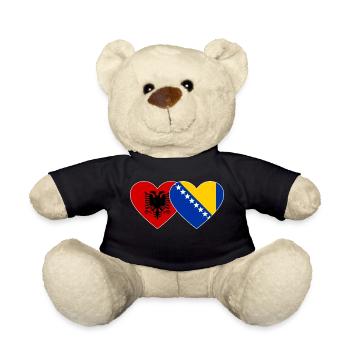 Albanie Bosnie Drapeau Coeur - Nounours - noir - Devant