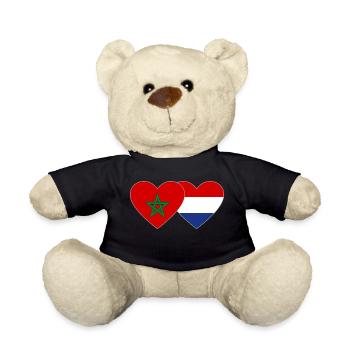 Morocco Holland Flag Heart - Teddy Bear - black - Front