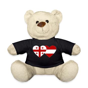 Georgia Austria Flag Heart - Teddy Bear - black - Front