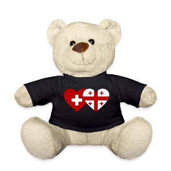 Suisse Géorgie Drapeau Coeur - Nounours - noir - Devant