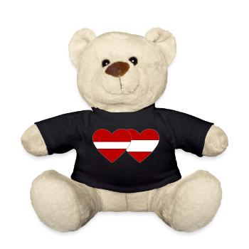 Latvia Austria Flag Heart - Teddy Bear - black - Front