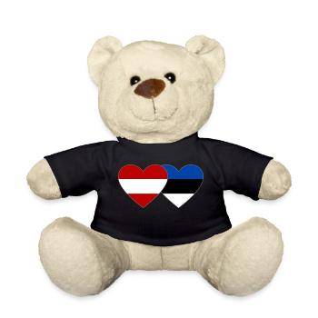 Autriche Estonie Drapeau Coeur - Nounours - noir - Devant