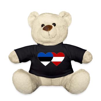 Estonia Austria Flag Heart - Teddy Bear - black - Front