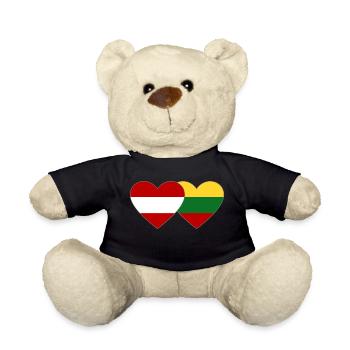 Autriche Lituanie Drapeau Coeur - Nounours - noir - Devant