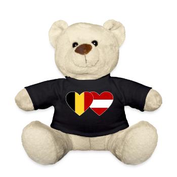 Belgium Austria Flag Heart - Teddy Bear - black - Front