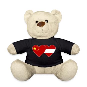China Austria Flag Heart - Teddy Bear - black - Front