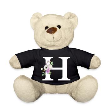Lettre h floral violet - Nounours - noir - Devant