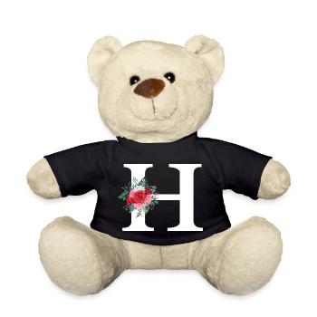 Lettre h floral rouge - Nounours - noir - Devant