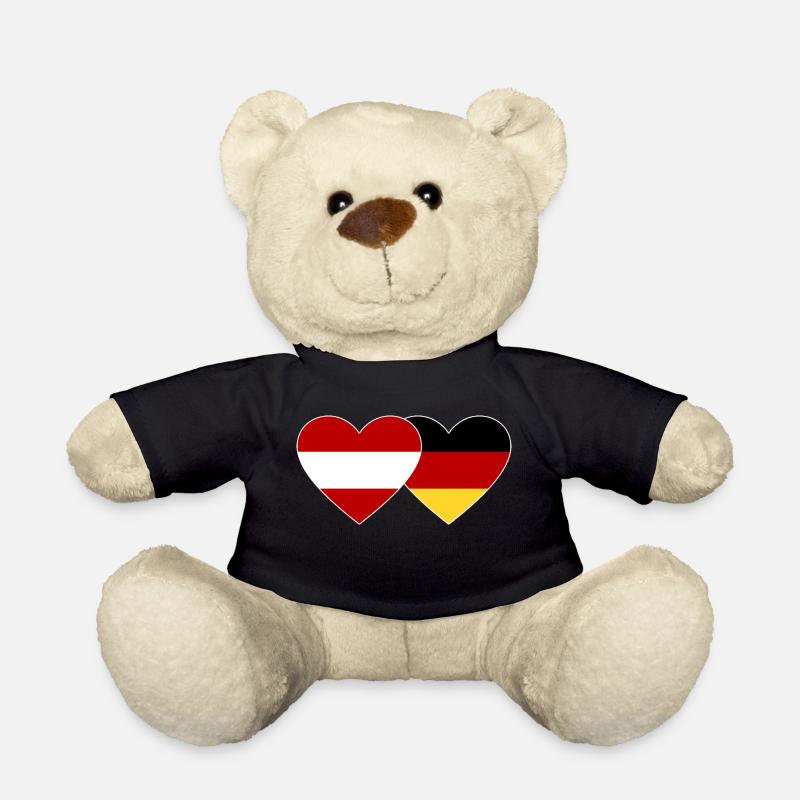 Österreich Deutschland Flagge Herz - Teddy - Schwarz