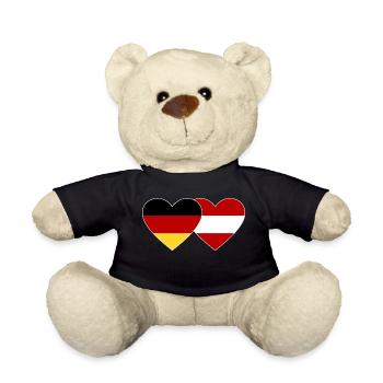 Germany Austria Flag Heart - Teddy Bear - black - Front