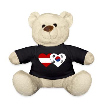 Austria South Korea Flag Heart - Teddy Bear - black - Front