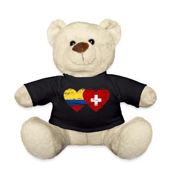 Colombie Suisse Drapeau Coeur utilisé - Nounours - noir - Devant