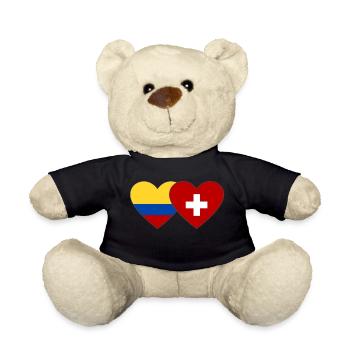 Colombia Switzerland Flag Heart - Teddy Bear - black - Front