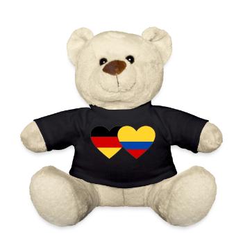 Germany Colombia Flag Heart - Teddy Bear - black - Front