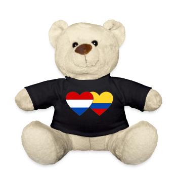 Colombia Holland Flag Heart - Teddy Bear - black - Front