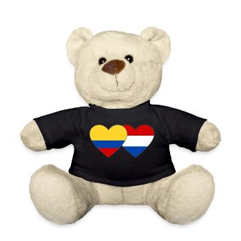 Colombia Holland Flag Heart - Teddy Bear - black - Front
