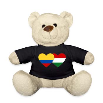 Colombia Hungary Flag Heart - Teddy Bear - black - Front