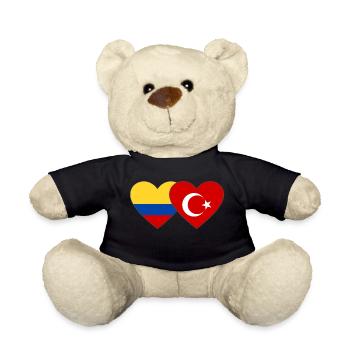 Colombia Turkey Flag Heart - Teddy Bear - black - Front