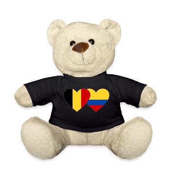 Belgium Colombia Flag Heart - Teddy Bear - black - Front