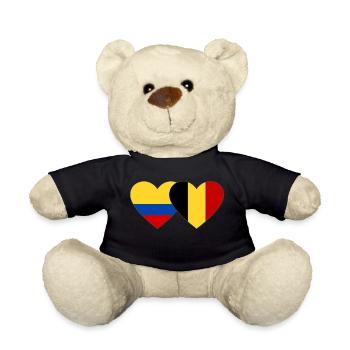 Colombia Belgium Flag Heart - Teddy Bear - black - Front