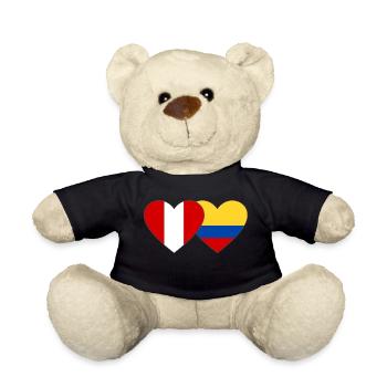 Peru Kolumbien Flagge Herz - Teddy - Schwarz - Vorne