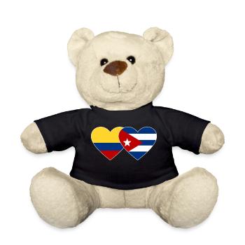 Colombia Cuba Flag Heart - Teddy Bear - black - Front
