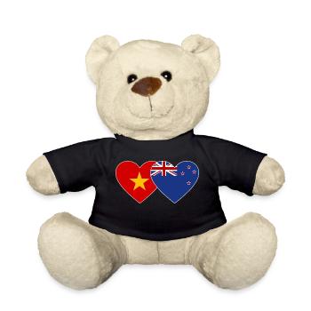 Drapeau Vietnam Nouvelle-Zélande Cœur - Nounours - noir - Devant