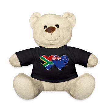 Afrique du Sud Nouvelle-Zélande Drapeau Cœur - Nounours - noir - Devant