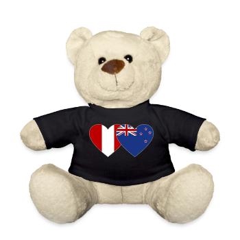 Peru Neuseeland Flagge Herz - Teddy - Schwarz - Vorne