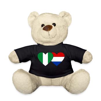 Nigeria Holland Flag Heart - Teddy Bear - black - Front