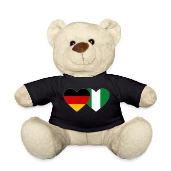 Germany Nigeria Flag Heart - Teddy Bear - black - Front