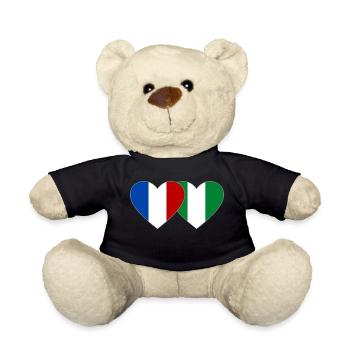 France Nigeria Flag Heart - Teddy Bear - black - Front