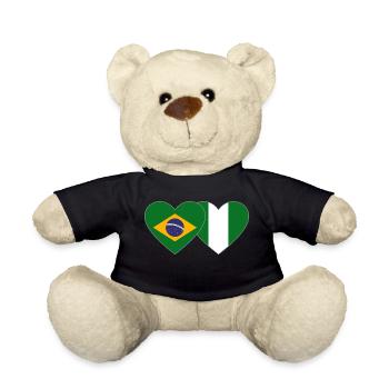 Brazil Nigeria Flag Heart - Teddy Bear - black - Front
