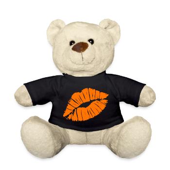 Smooch Orange Lippenstift Kuss Mark Liebe Statement - Teddy - Schwarz - Vorne