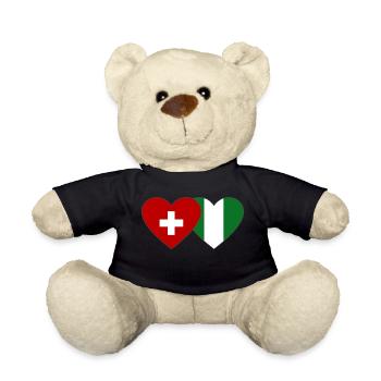 Switzerland Nigeria Flag Heart - Teddy Bear - black - Front