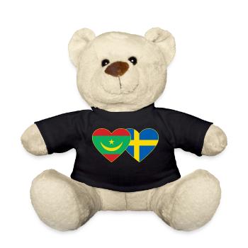 Mauritania Sweden Flag Heart - Teddy Bear - black - Front