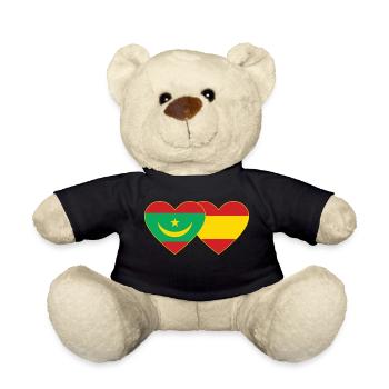Mauritania Spain Flag Heart - Teddy Bear - black - Front