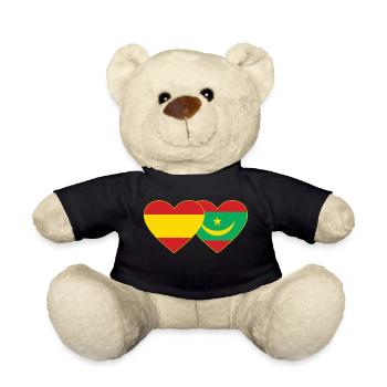 Spain Mauritania Flag Heart - Teddy Bear - black - Front