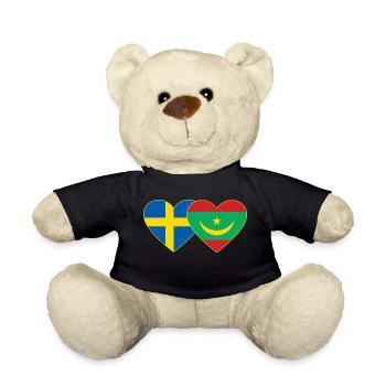 Sweden Mauritania Flag Heart - Teddy Bear - black - Front