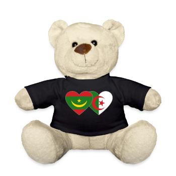 Algeria Mauritania Flag Heart - Teddy Bear - black - Front
